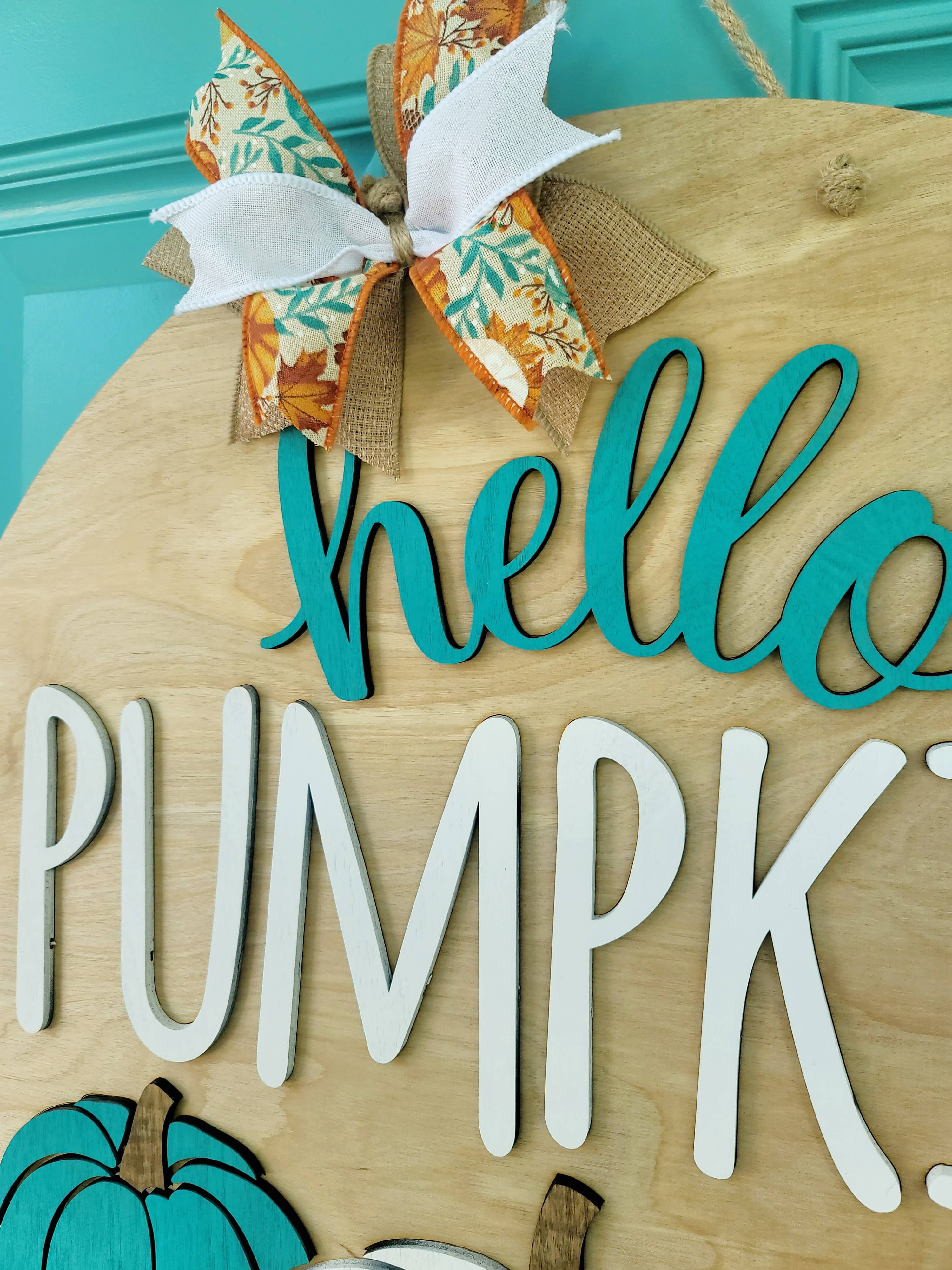 DIY Hello Pumpkin Trio Door Hanger
