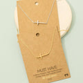 Gold Dipped Side Cross Pendant Necklace