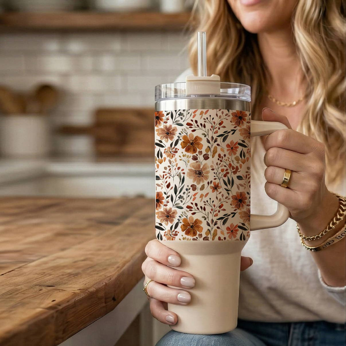 Fall Bohemian Floral Gifts & Drinkware 40oz Autumn Tumbler