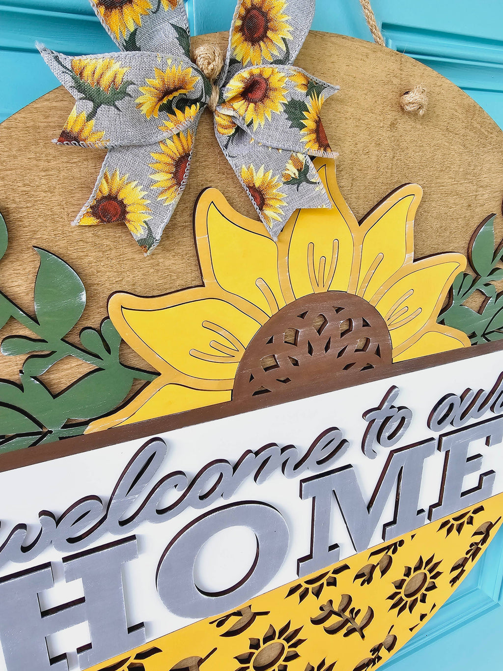 DIY Welcome to Our Home Sunflower Door Hanger