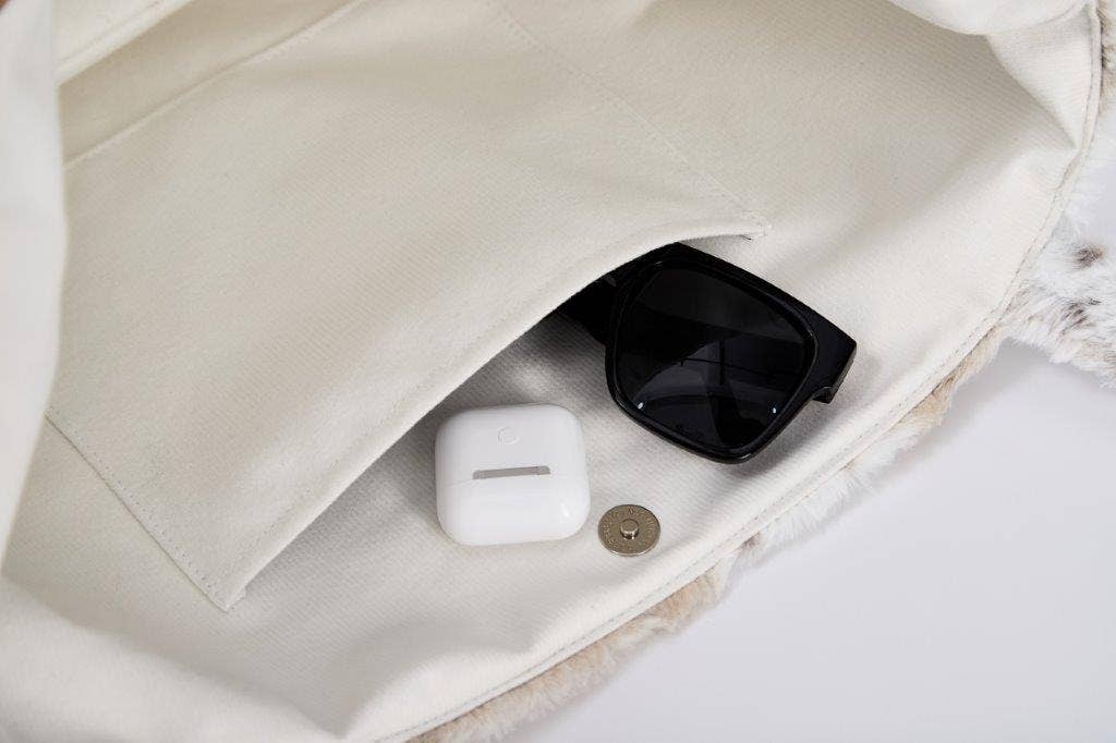 "White Leopard Stripe" Designer Fur Tote Bag