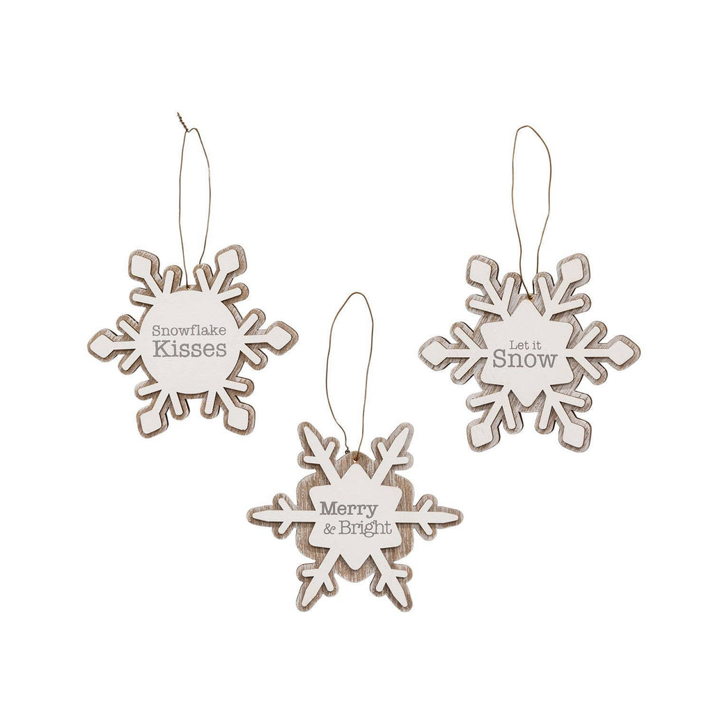 3/Set, Merry & Bright Layered Snowflake Ornaments