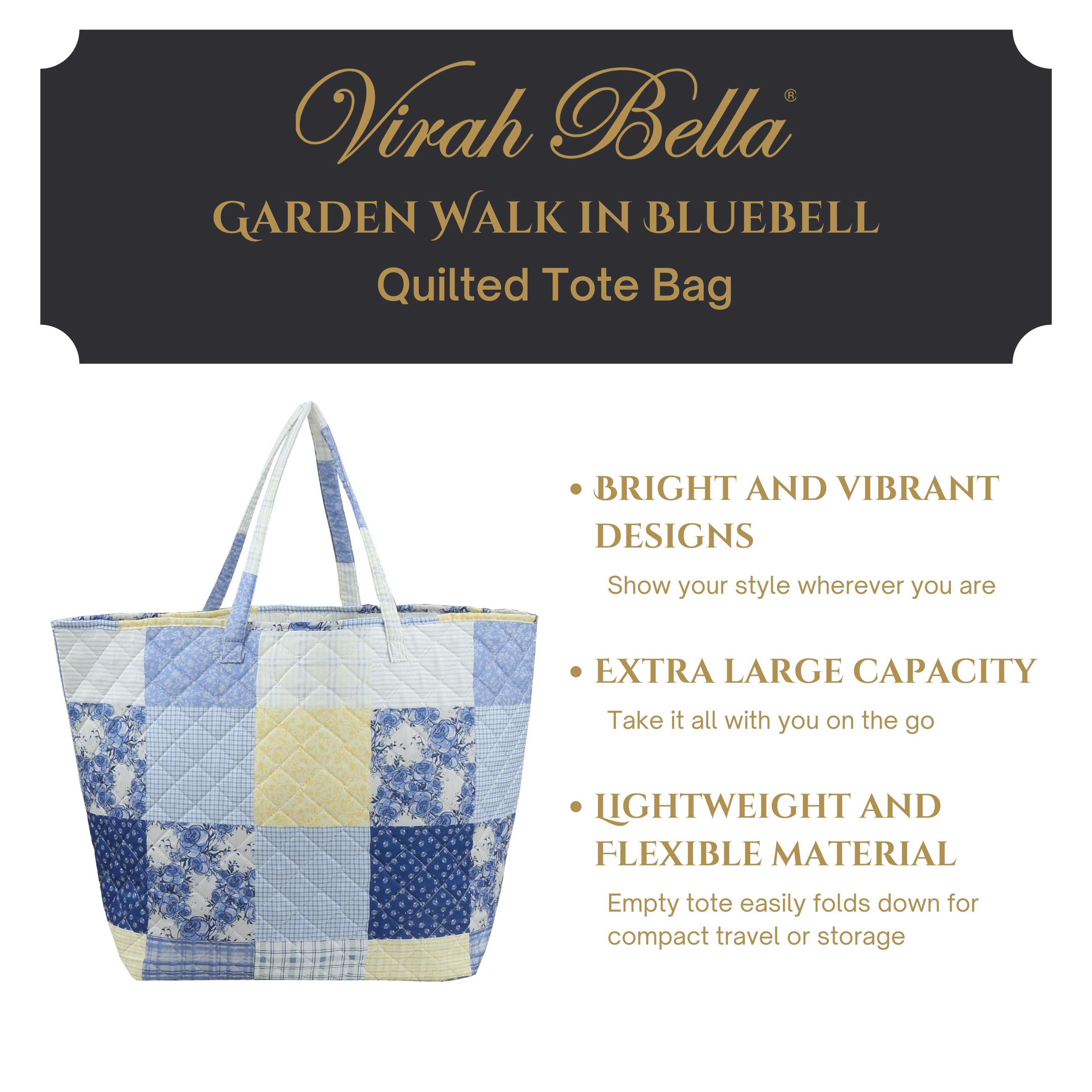 "Garden Walk in Bluebell" Designer Quilted Tote Bag