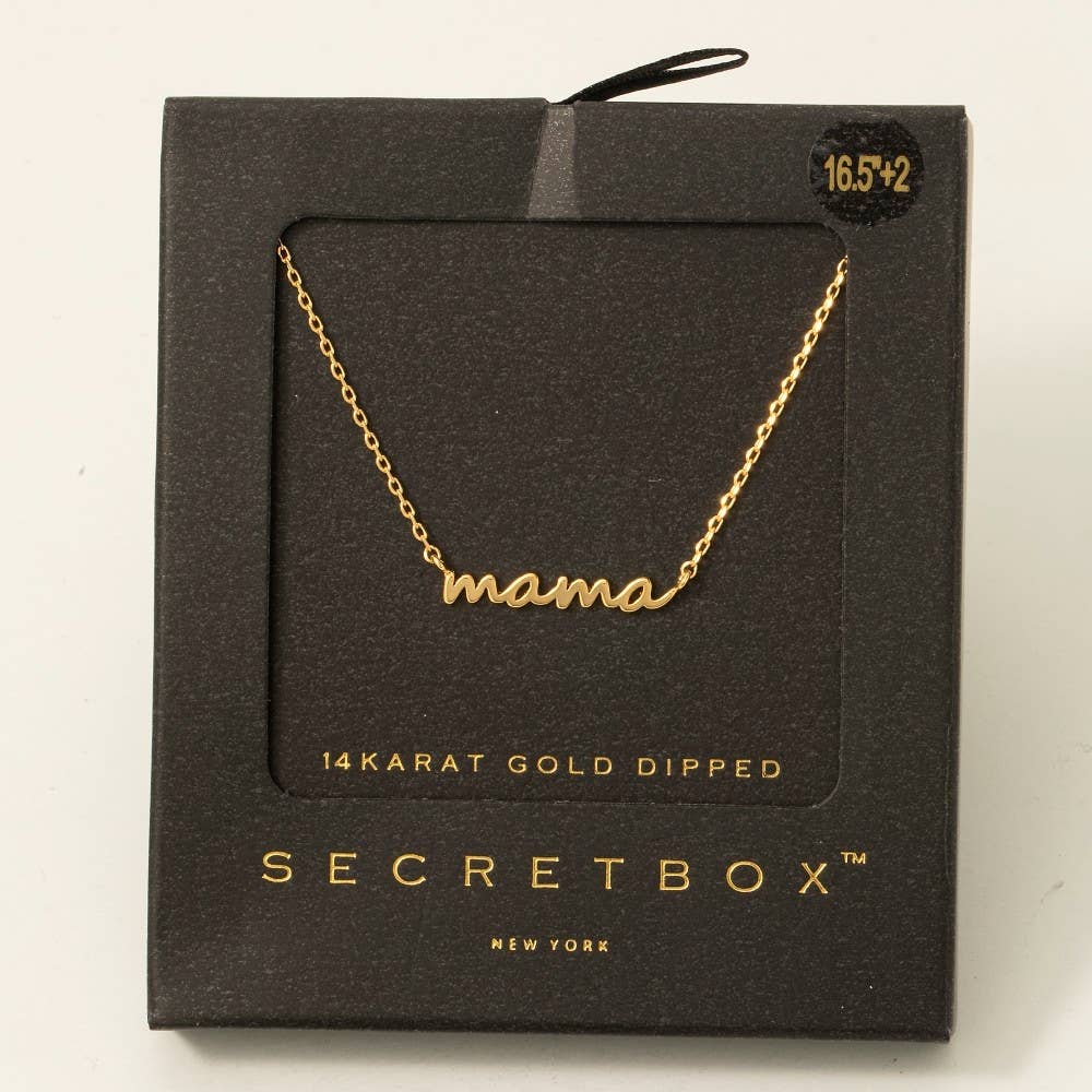 Secret Box Gold Dipped Dainty Mama Pendant Necklace