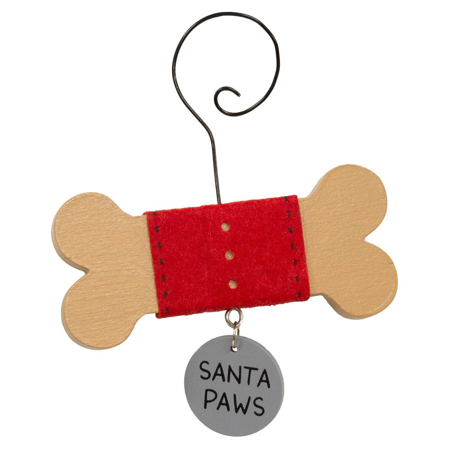 Wooden Dog Bone w/Tag Ornament - 6 Asstd.
