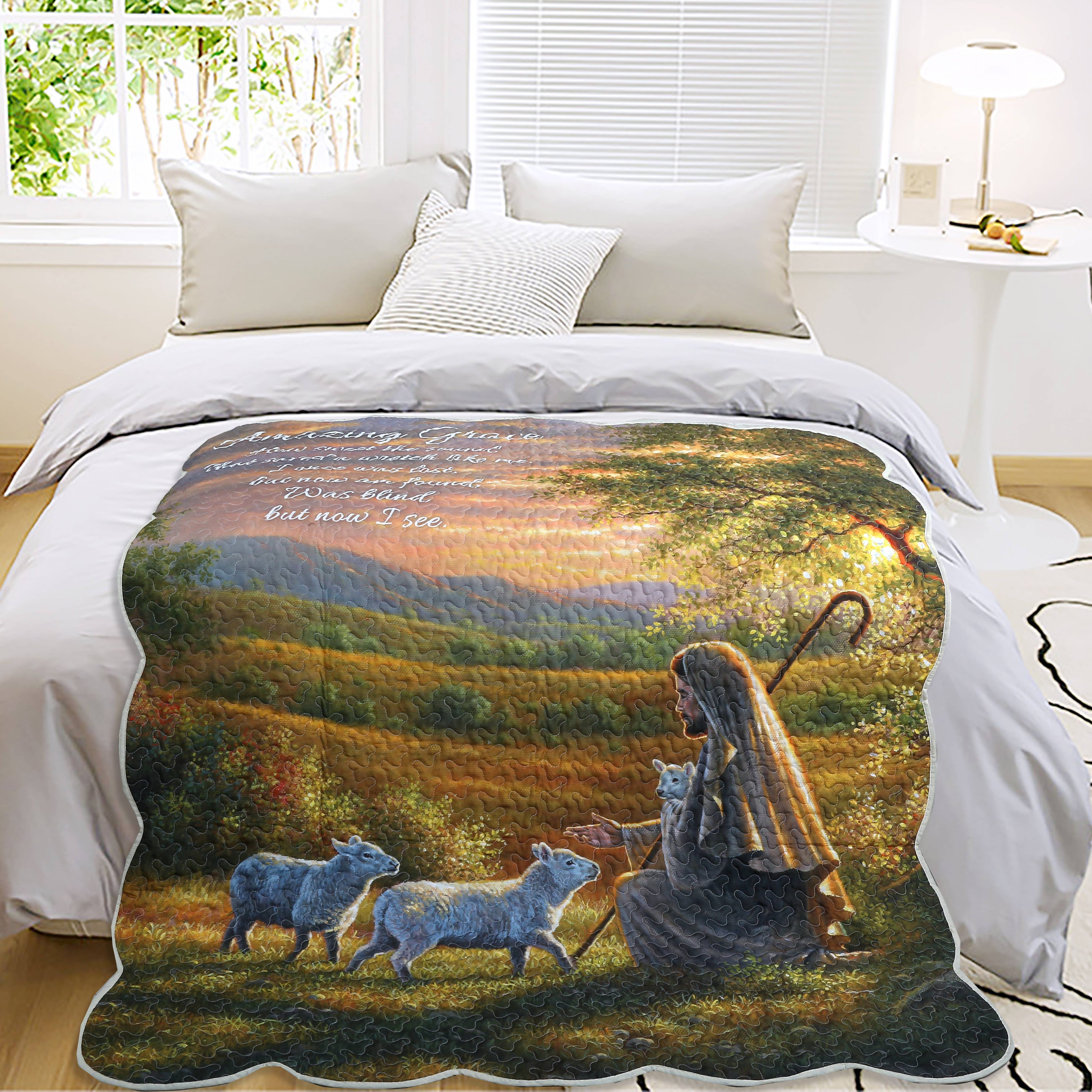 Come Unto Me Amazing Grace Scripture Quilted Throw