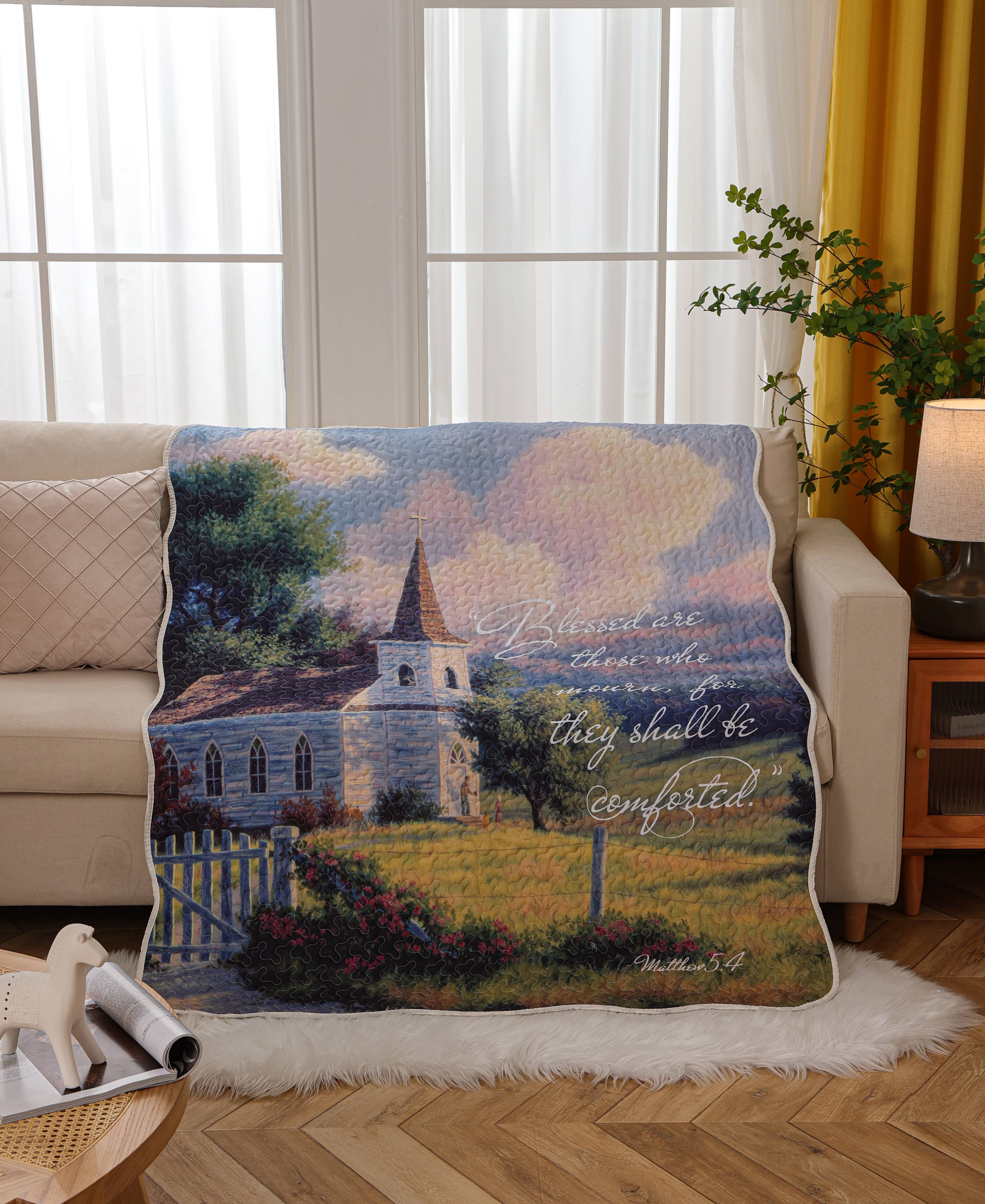 Blessed Are They Who Mourn Inspirational Quilted Throw