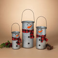 Christmas S/3 Galvanized Metal Snowman B