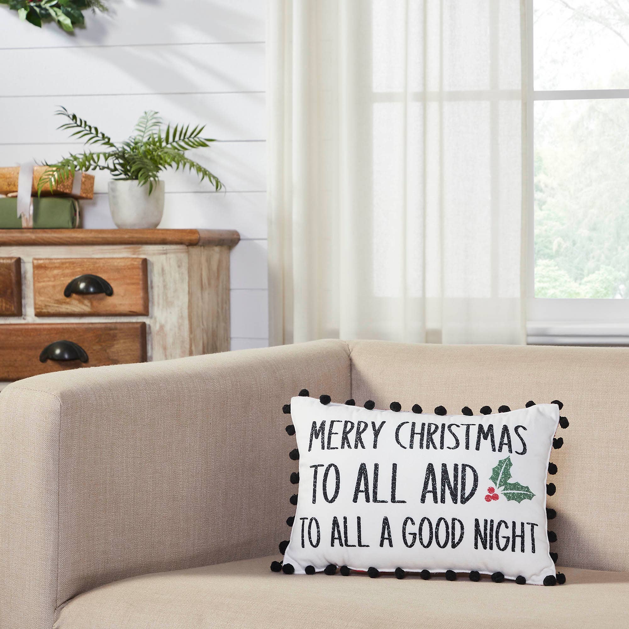 Christmas Merry to All Lumbar Throw Pillow 9.5x14