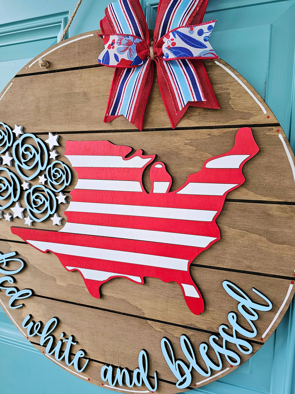 DIY Red White & Blessed Door Hanger