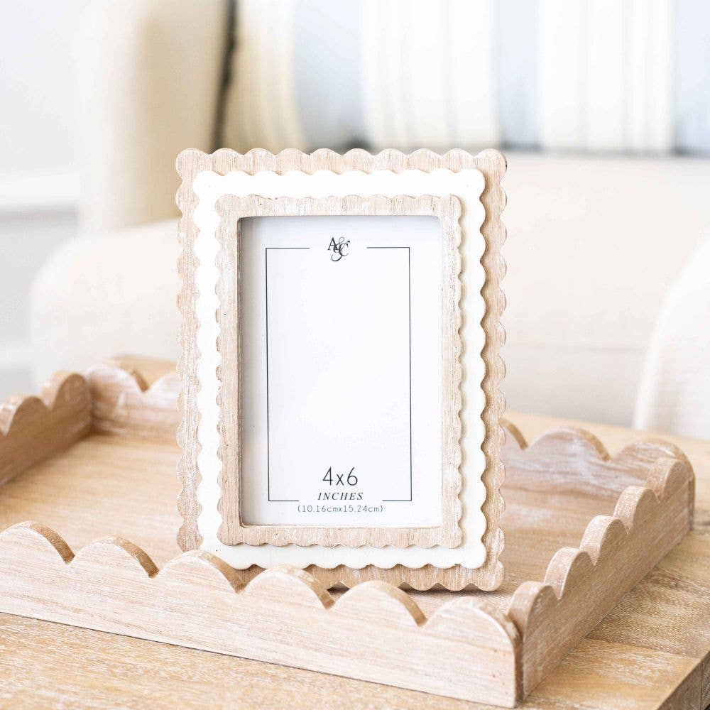 17024 - 6x8 wood scallop photo frame (4x6) Home Decor 12064