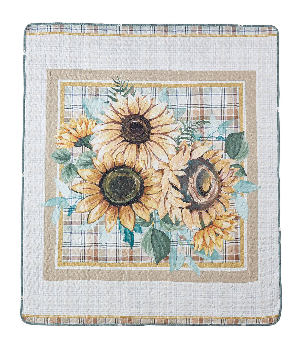 "Sunflower Bouquet"  Quilted Throw Blanket 50"x60"