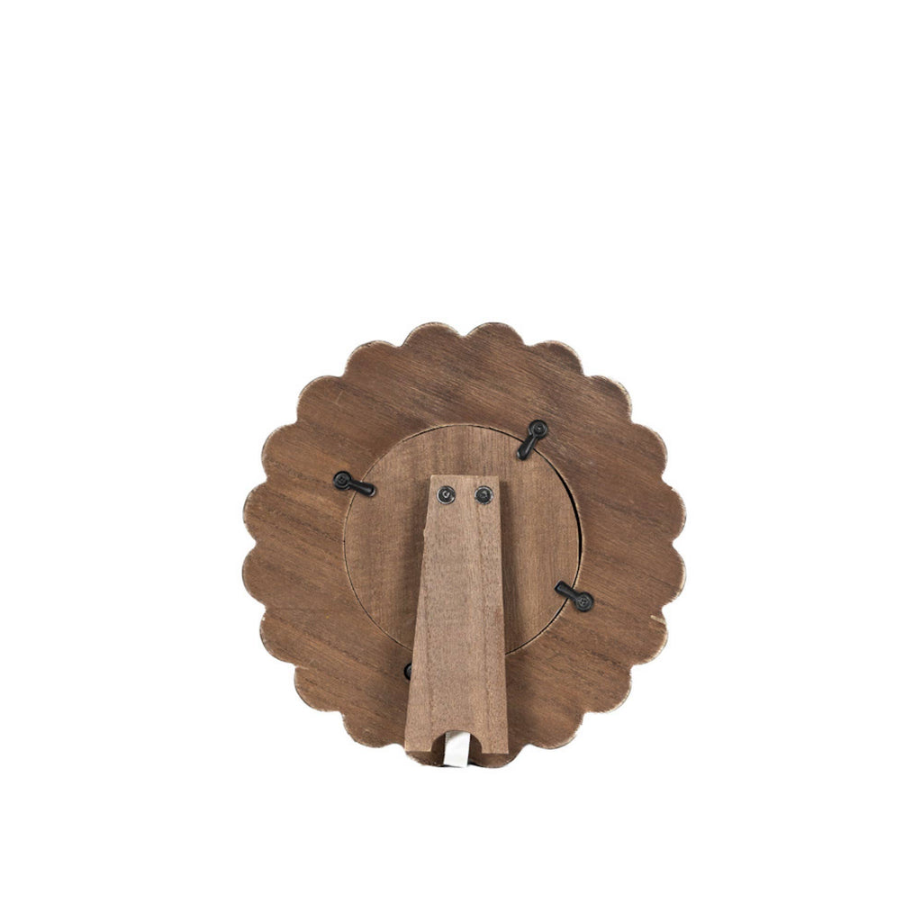 17035 - 8x8 wood scallop photo frame (ROUND) for 4x4 pic