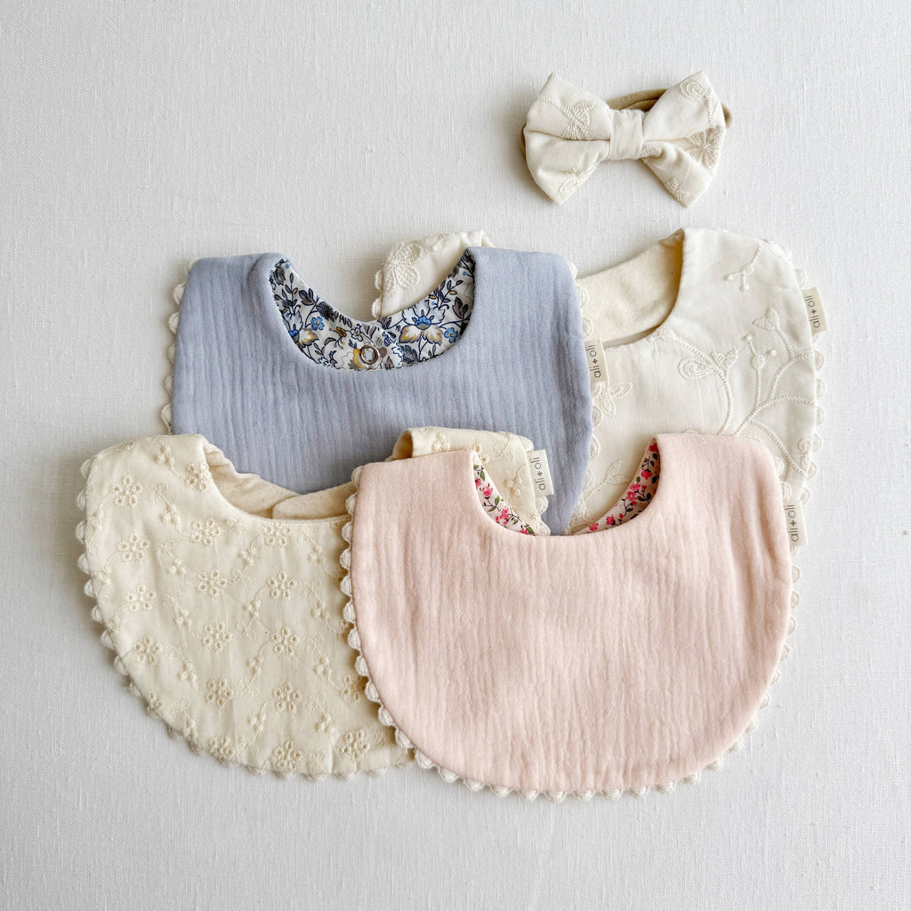 Muslin Cotton Baby Bib Double Sided (Pink/Flowers)
