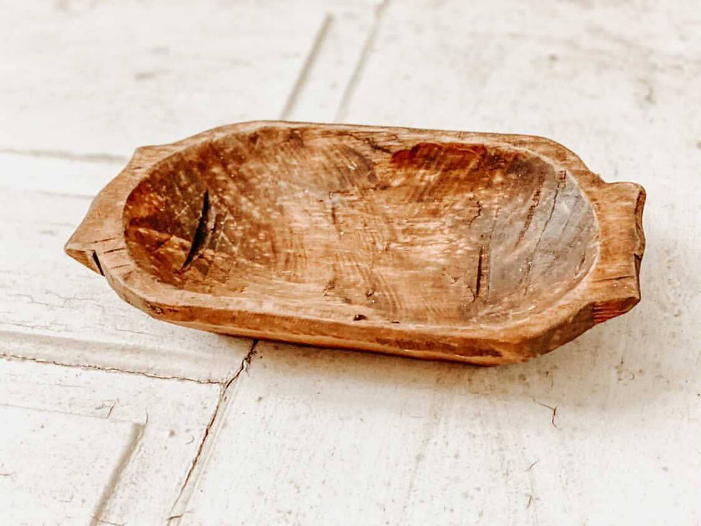 42-203-10 Handles Carved Bowl, Handmade, Farmhouse Décor #B