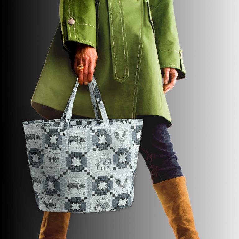 "Farm Life" Designer Quilted Tote Bag