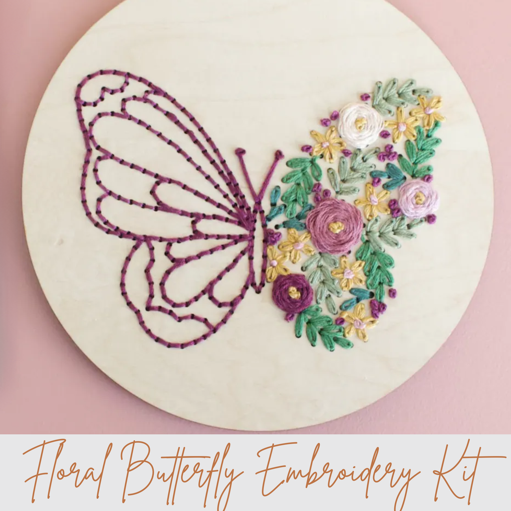 Floral Butterfly Embroidery Kit – Decorative DIY Craft