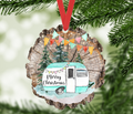 Merry Christmas 2026 Camper Ornament Wood Slice Shape