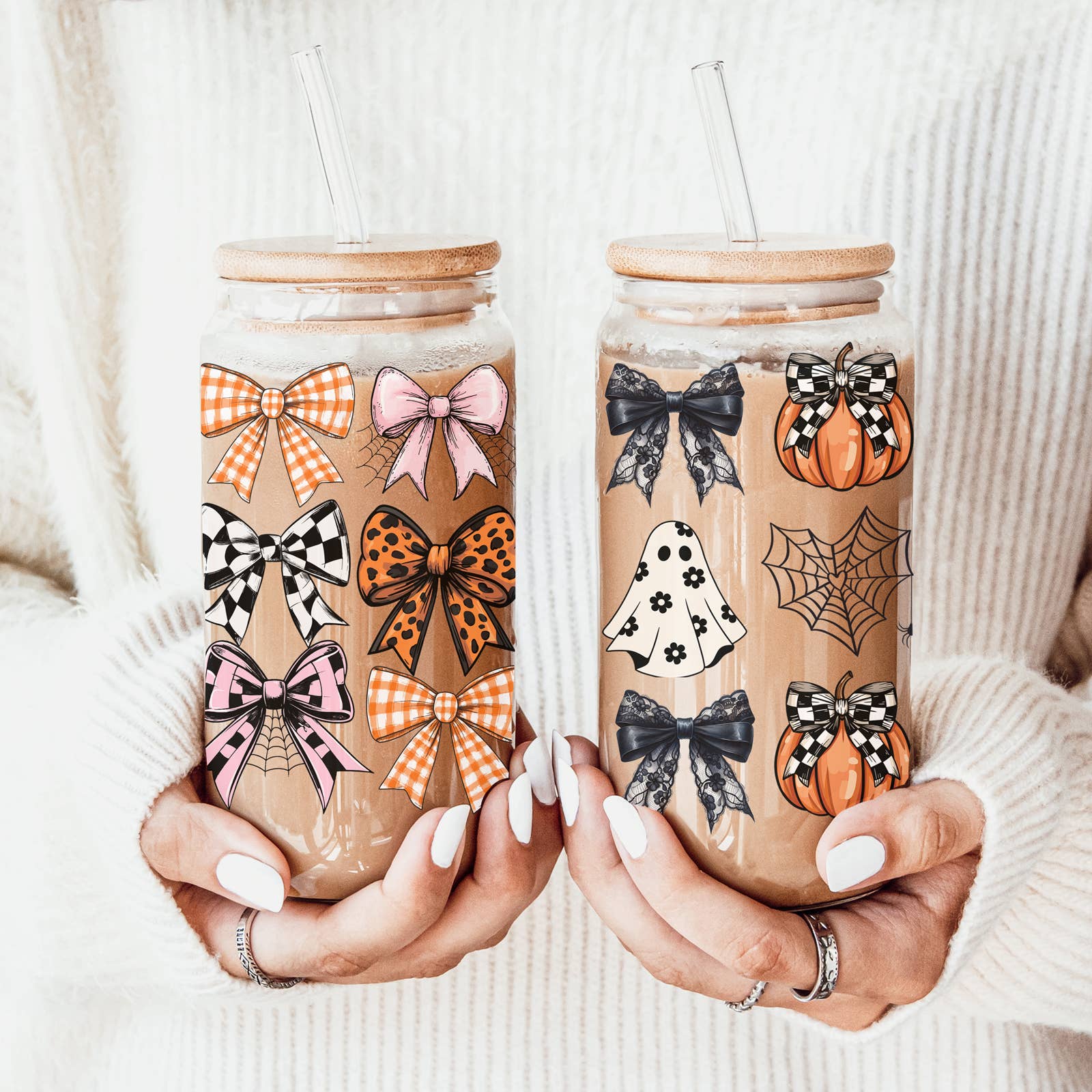 Halloween Tumblers Cute Fall Glass Cup Gifts & Kitchen Decor