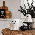 Halloween Drinkware, Ceramic Ghost Mugs, Neutral Fall Decor