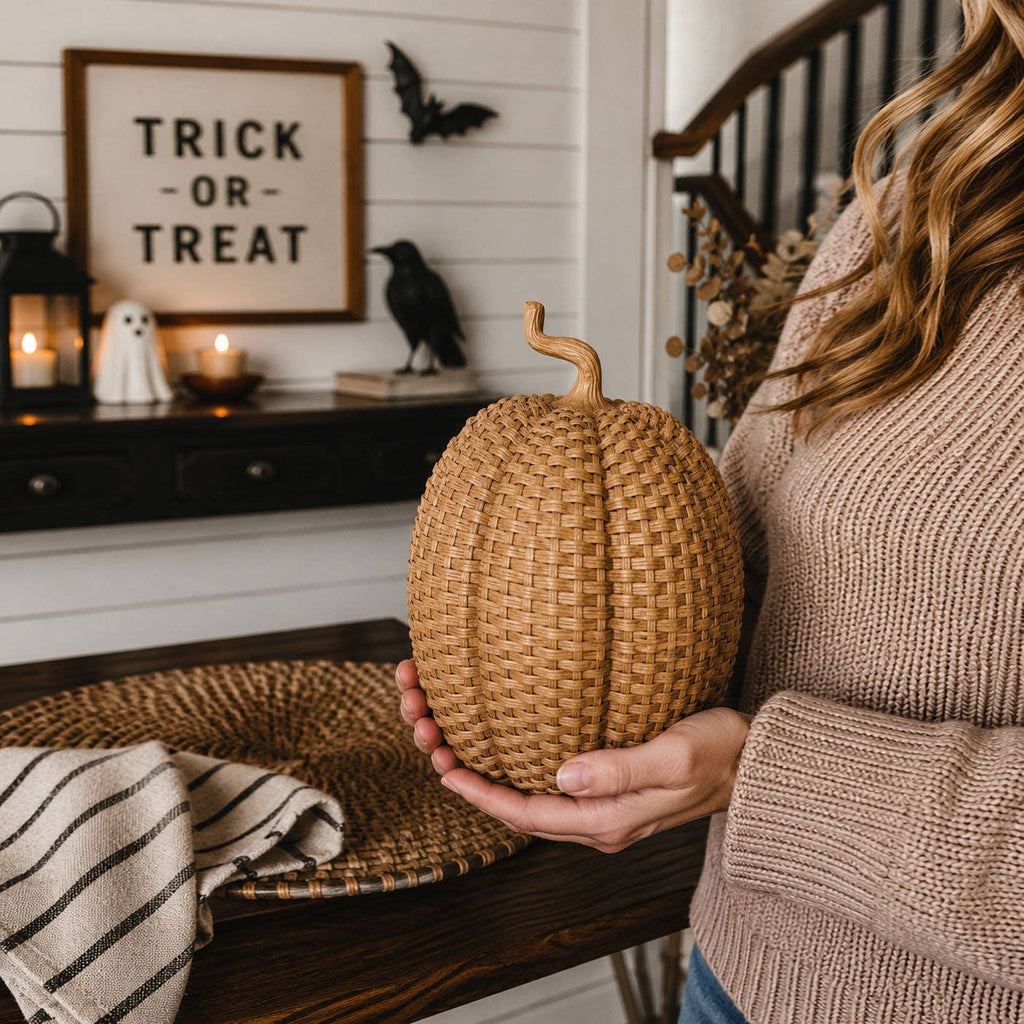 Neutral Fall Halloween Shelf Decor, Cute Pumpkin Home & Gift