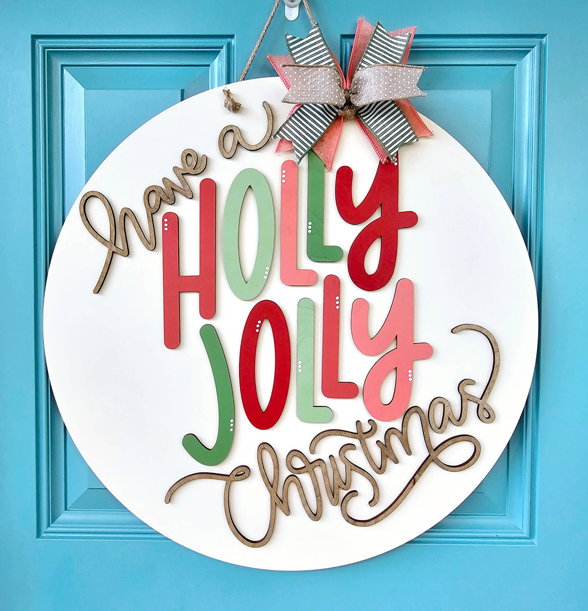 DIY Holly Jolly Door Hanger