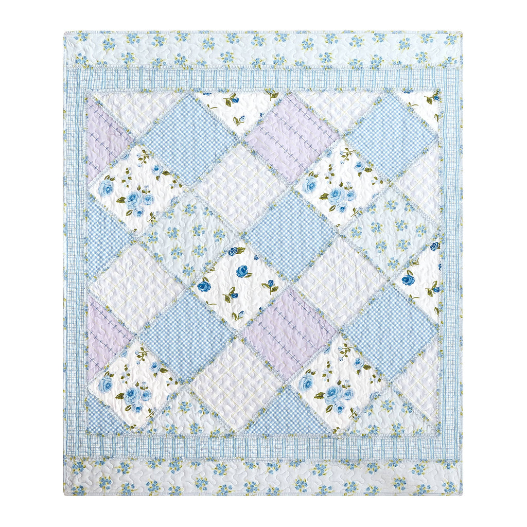 "Garden of Blues"  Quilted Throw Blanket 50"x60"