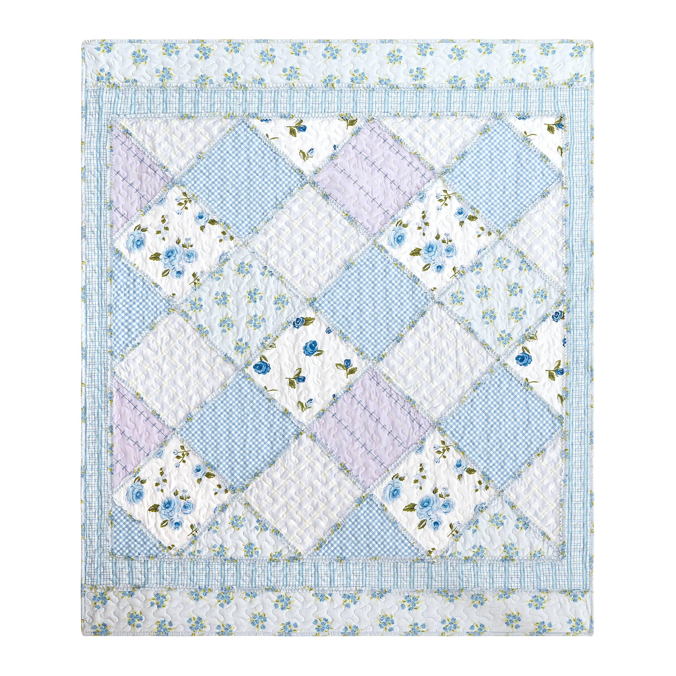 "Garden of Blues"  Quilted Throw Blanket 50"x60"