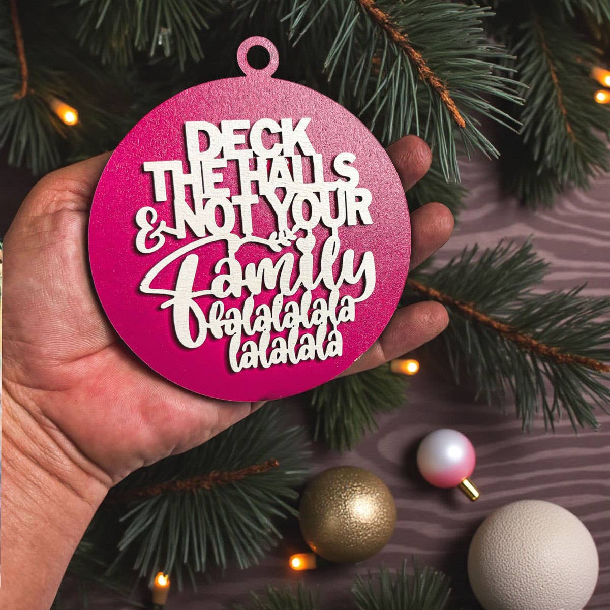 Hanging Christmas Decor + Handmade Wooden Ornament Funny