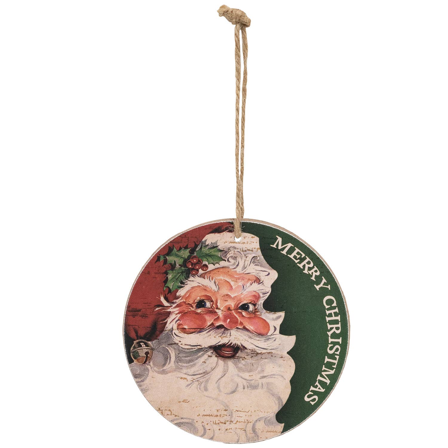 Vintage Santa Cheer Round Ornament - 3 Asstd.
