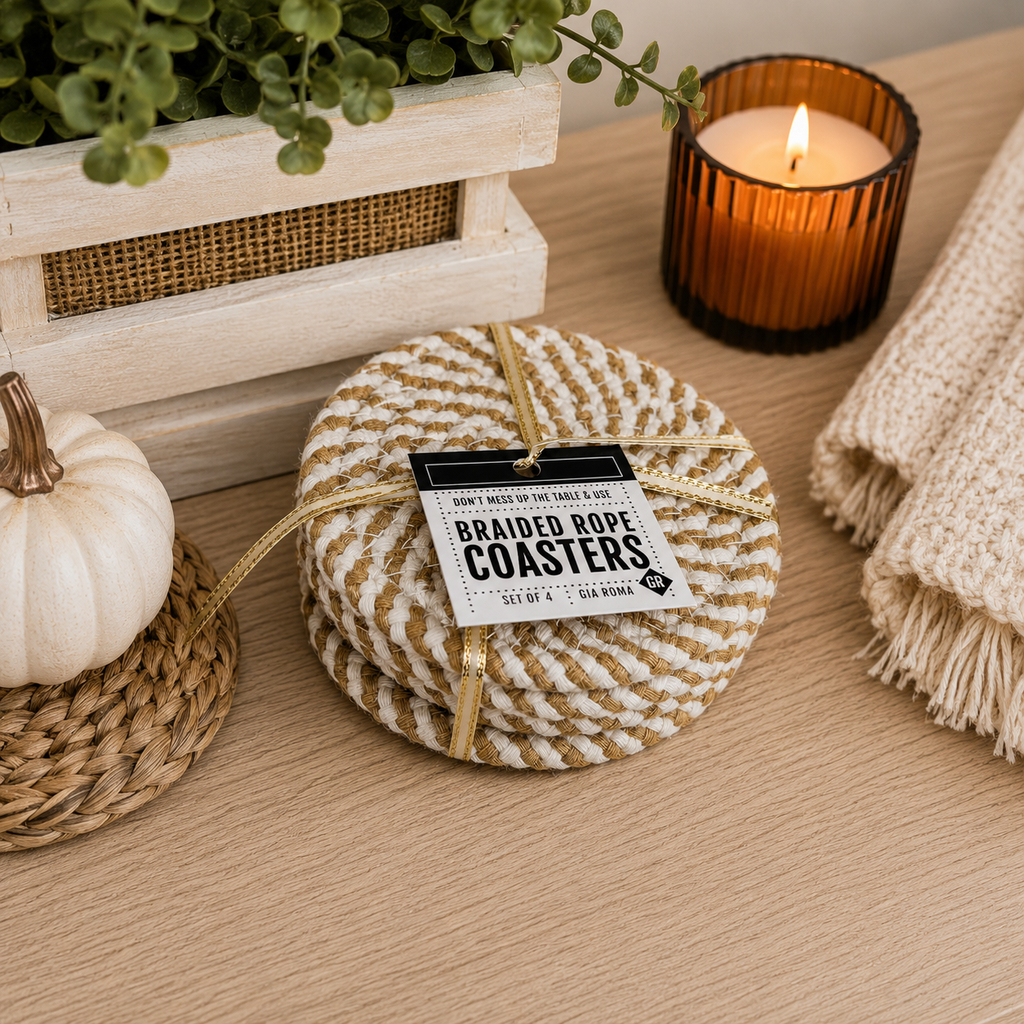 Fall Fabric Coaster Sets, Gift Ready | Autumn Tabletop Decor