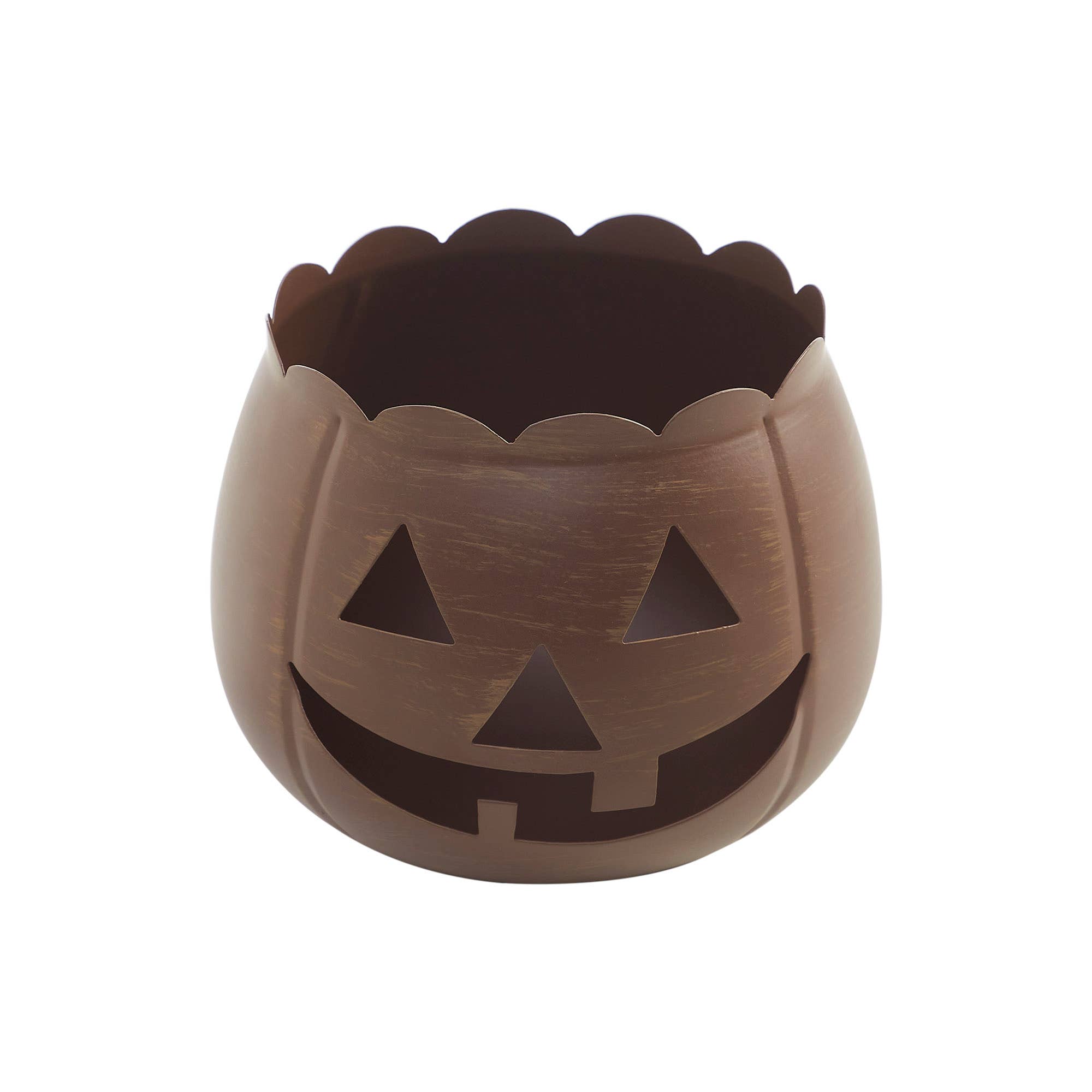 Bronze Metal Jack-O'-Lantern Tealight Holder, Fall Decor