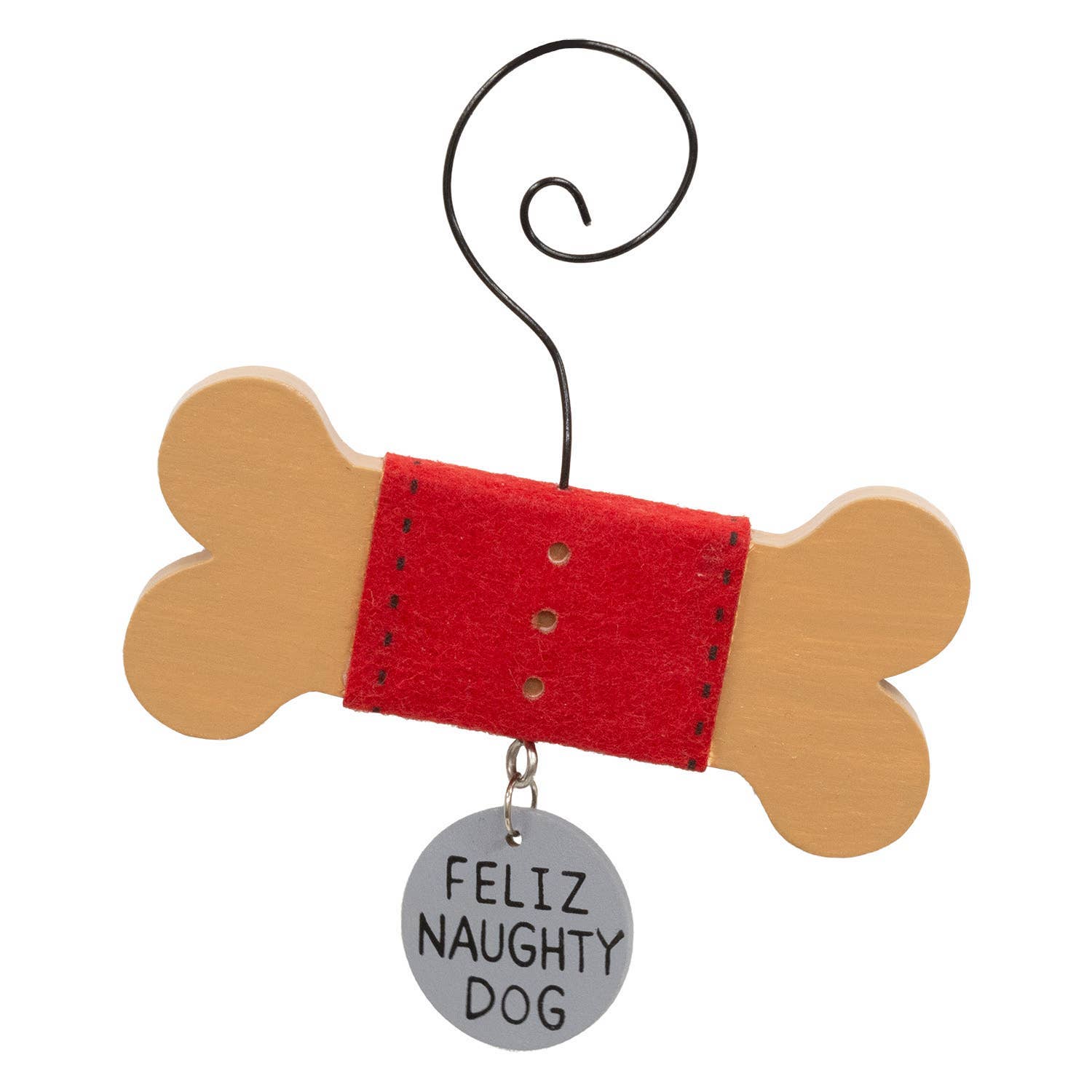 Wooden Dog Bone w/Tag Ornament - 6 Asstd.