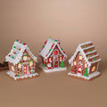 Christmas 6.5"H B/O Lighted Clay Dough Gingerbread House, 3 Asst