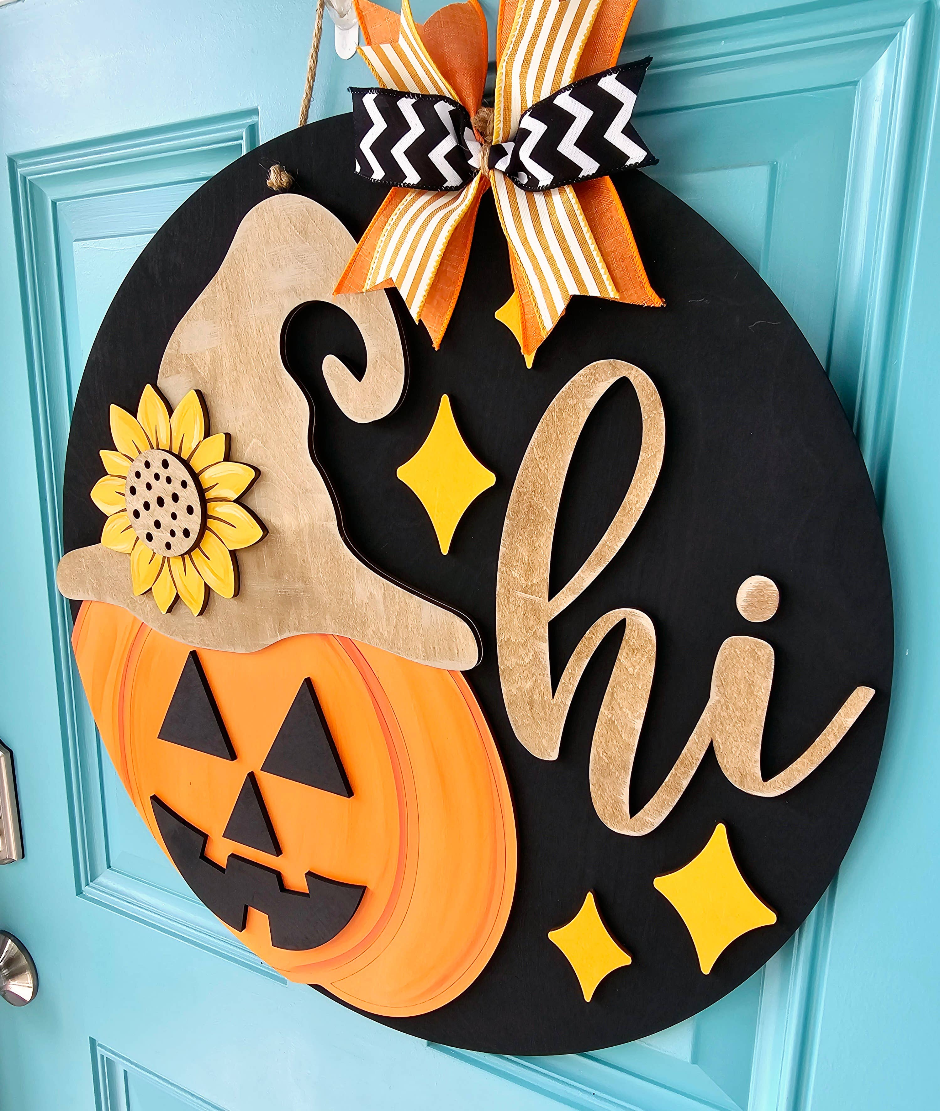 DIY Jack O Lantern Door Hanger