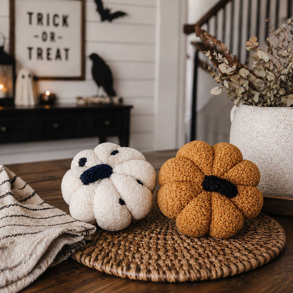 Neutral Fall + Halloween Home Decor, Cute Cotton Pumpkins BW