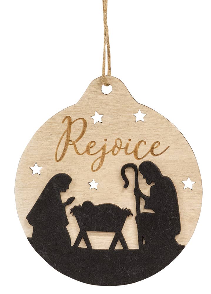 Rejoice Silhouette Bulb Christmas Ornament, 2 Assorted