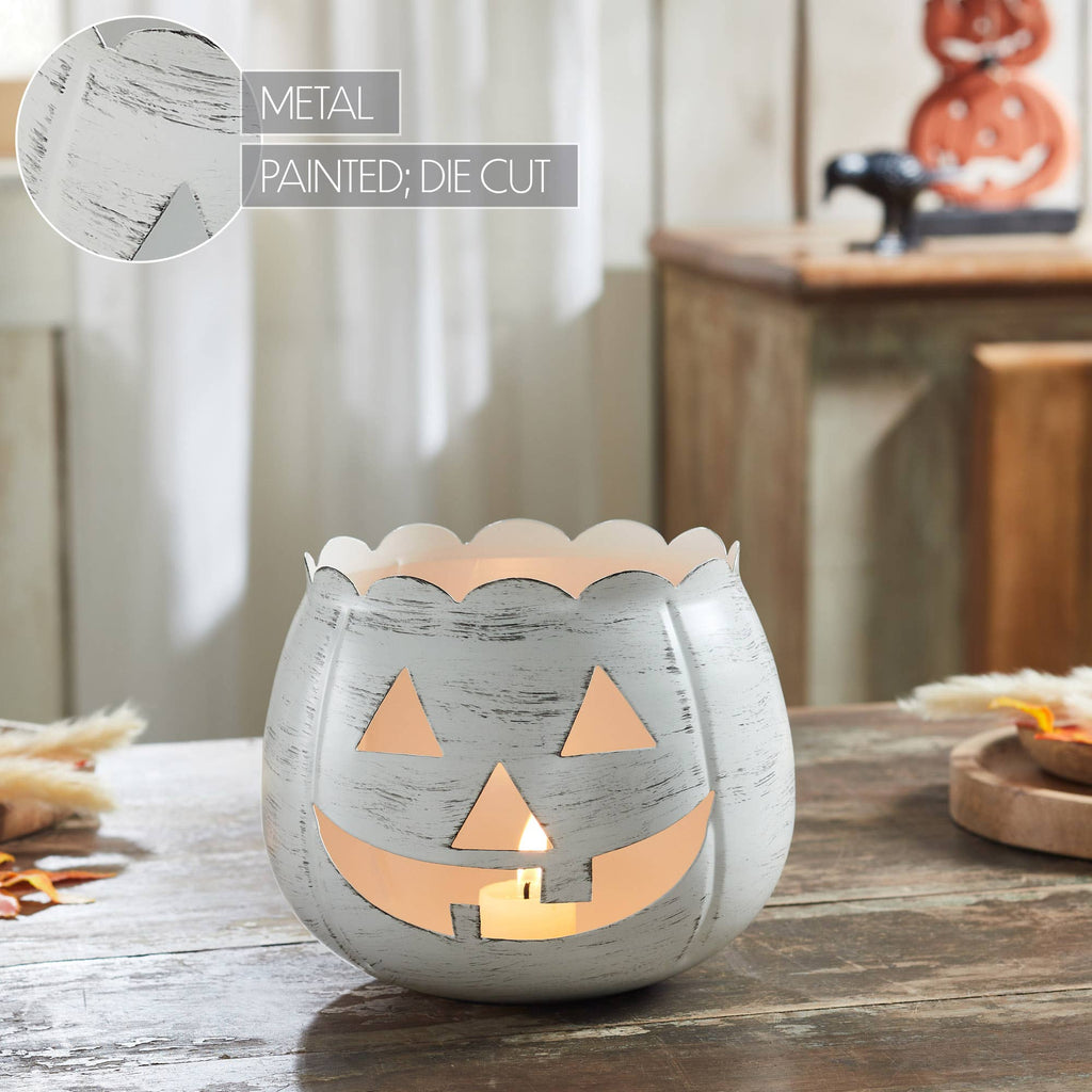Antique White Jack-O'-Lantern Tealight Holder, Fall Decor