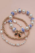 BLUE CERAMIC PORCELAIN BOW MULTI LAYER BRACELET | 80B1333