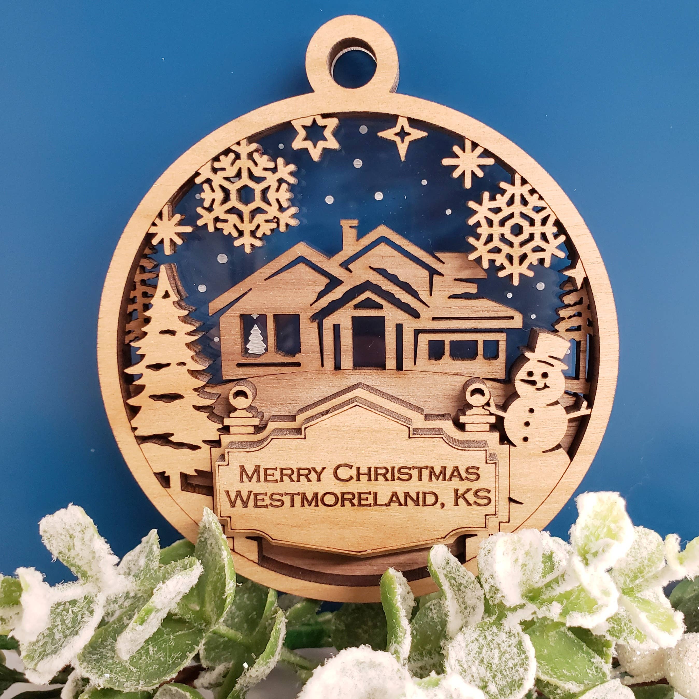 Welcome Sign Ornament - Snowy Cabin