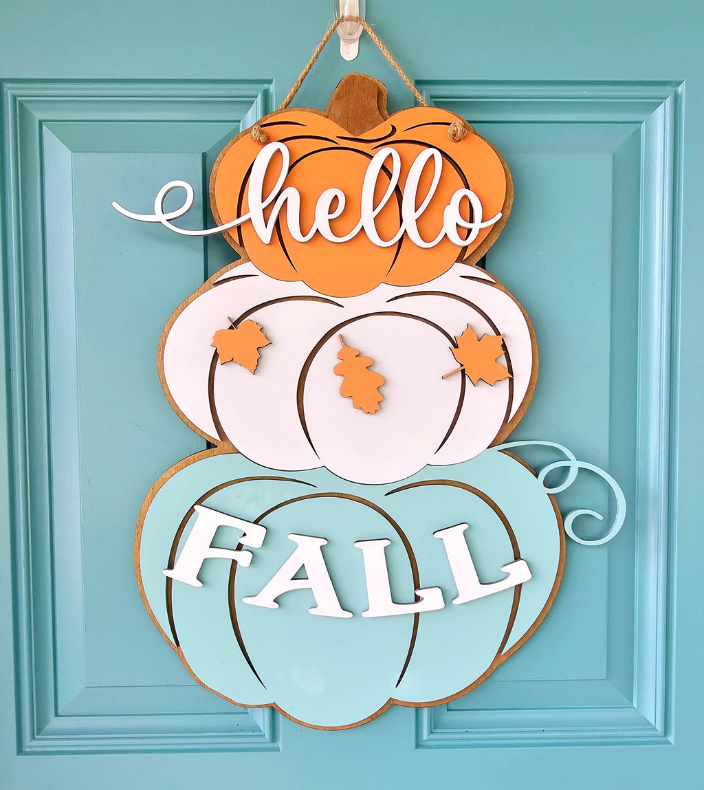 DIY Fall Stacked Pumpkins Door Hanger