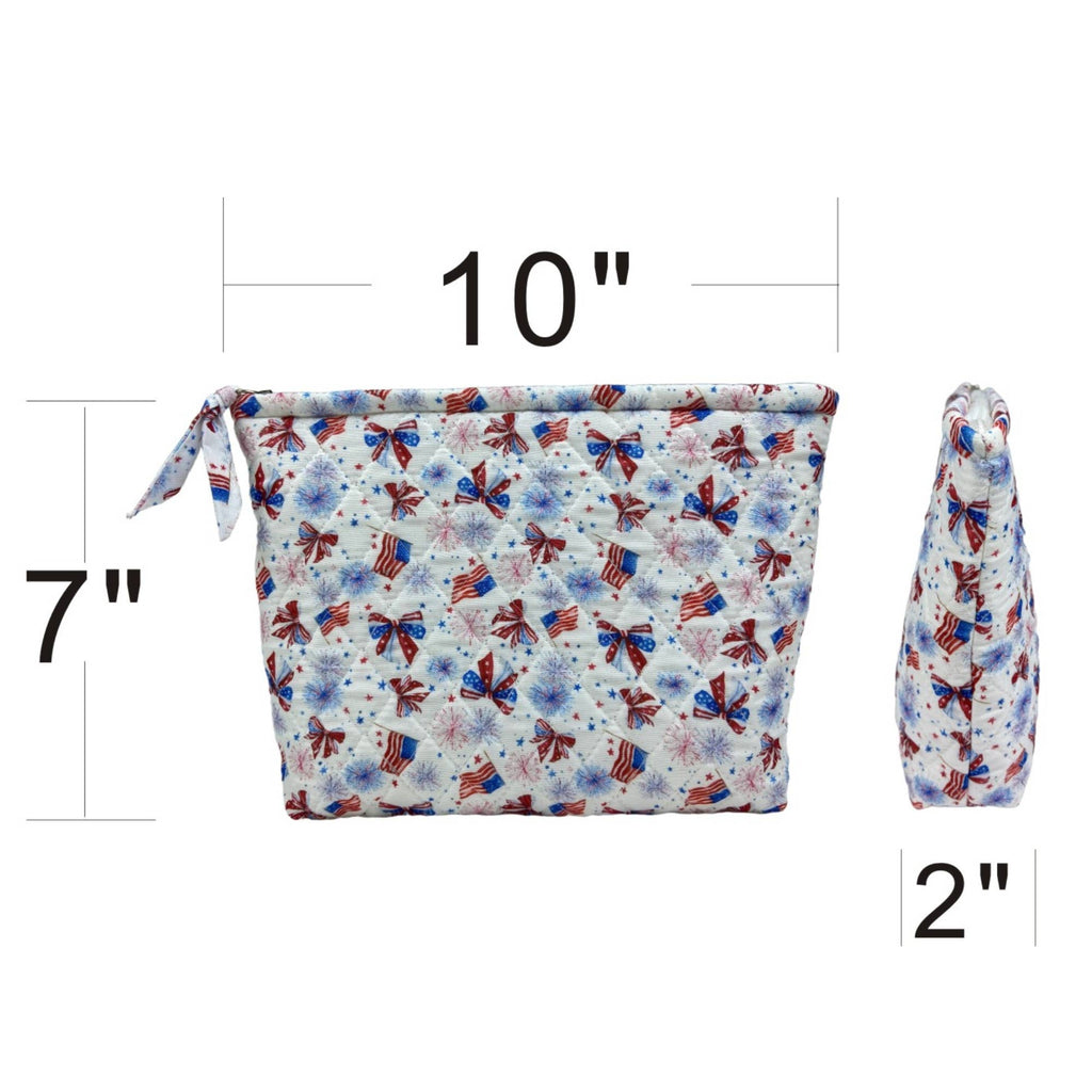 "Patriotic Bows" - Designer Quilted Cosmetic Bag