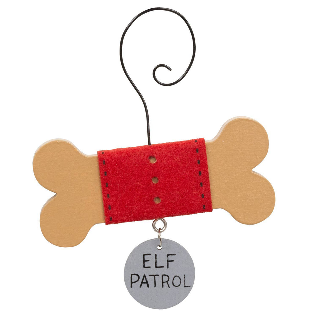 Wooden Dog Bone w/Tag Ornament - 6 Asstd.