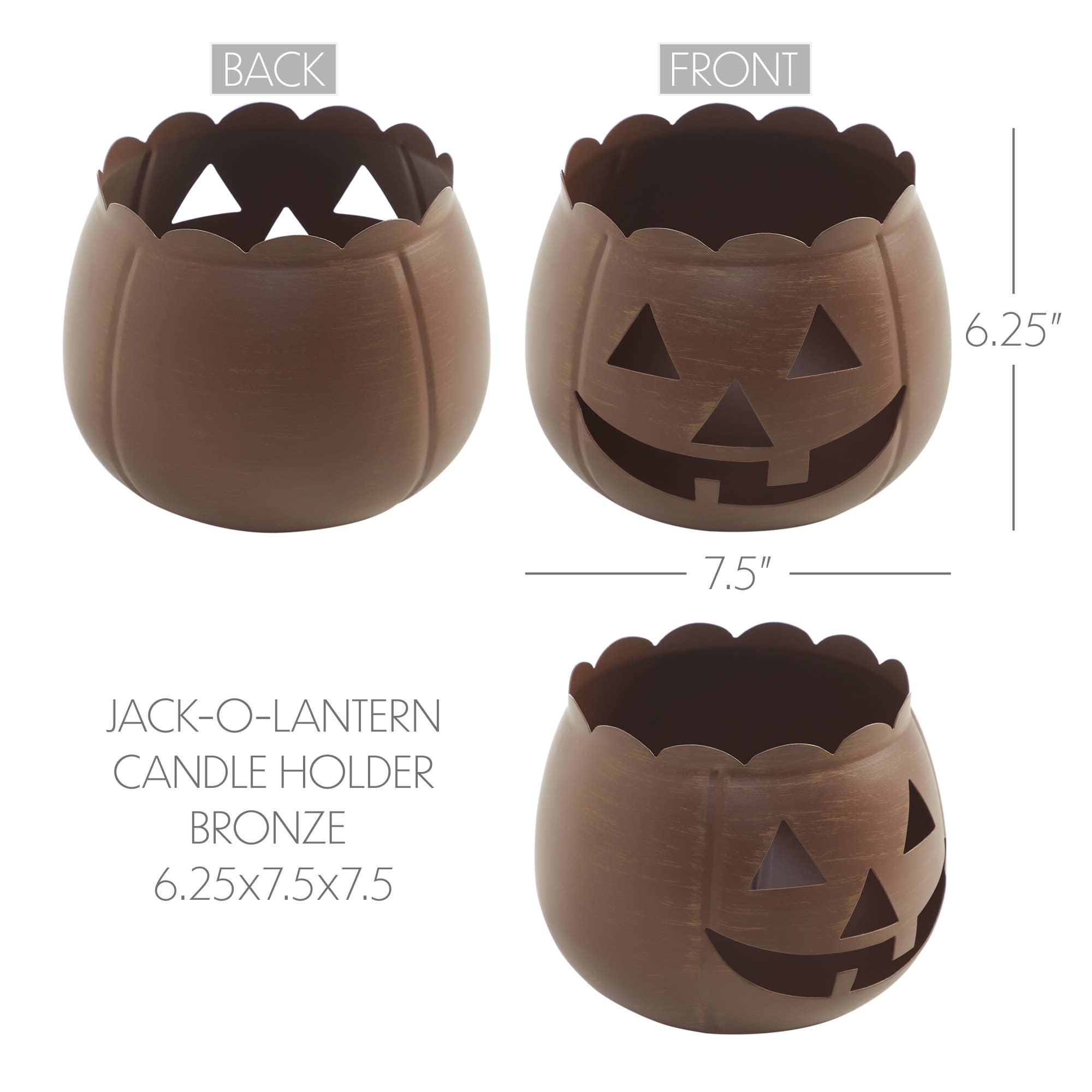 Bronze Metal Jack-O'-Lantern Tealight Holder, Fall Decor