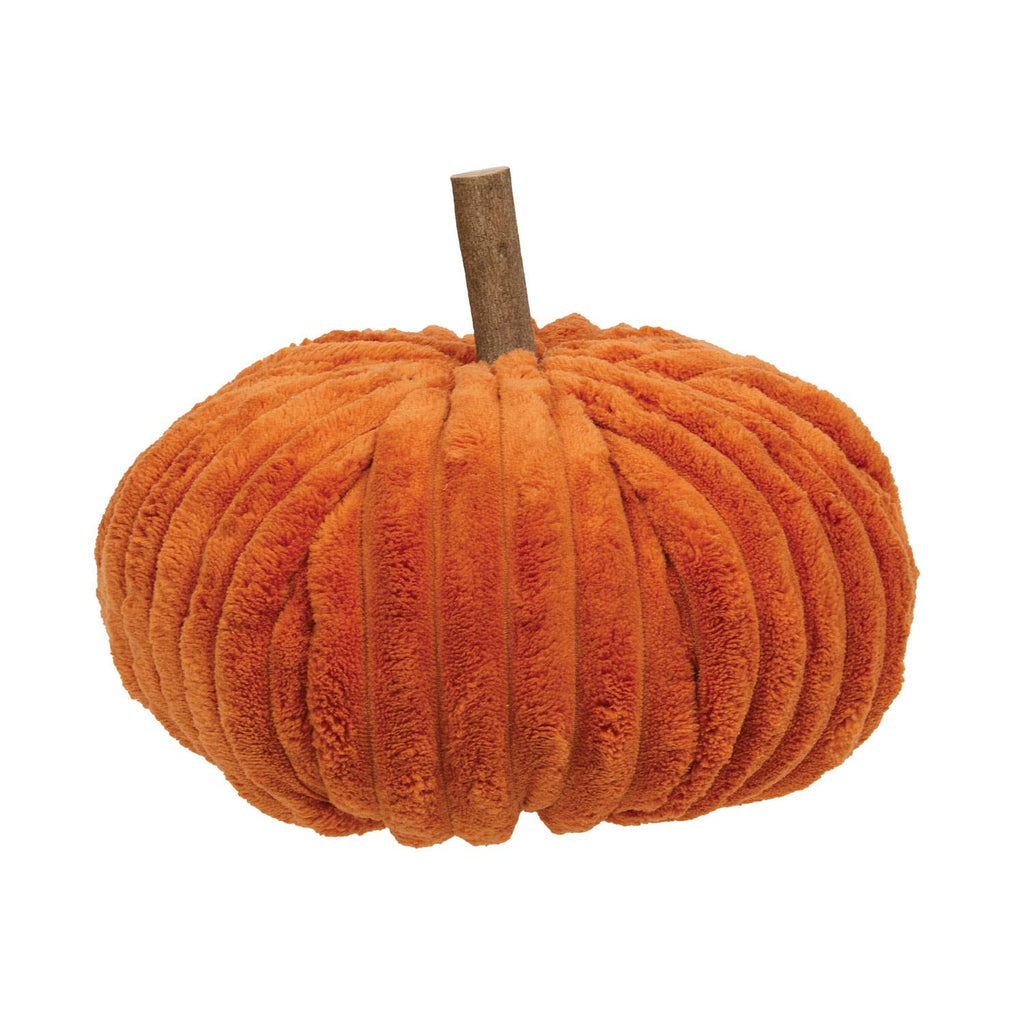 Orange Ribbed Plush Large Pumpkin