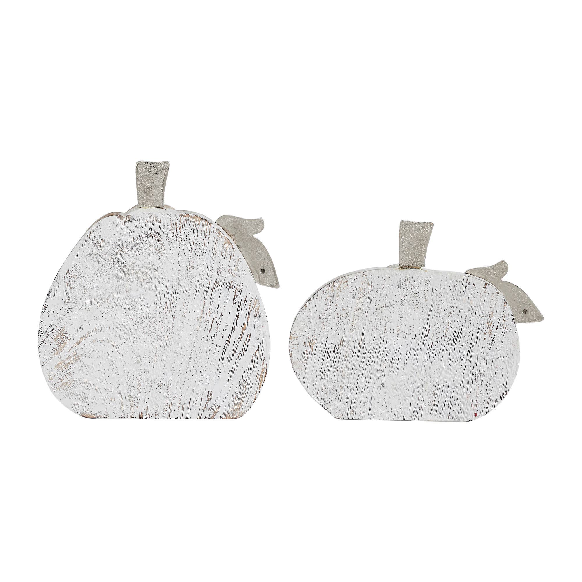 Whitewashed Wood Pumpkin Set | Rustic Fall Home Decor