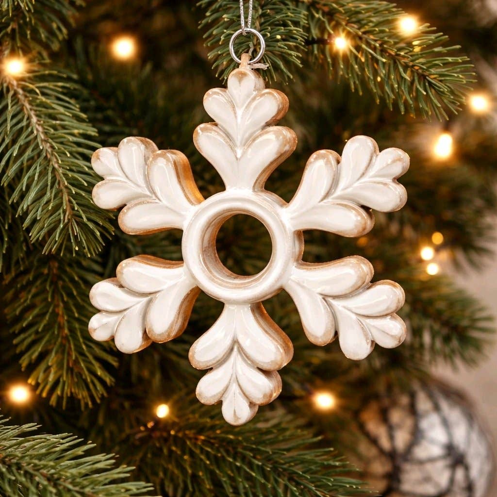 Clear Enamel Snowflake Ornament 5x5in