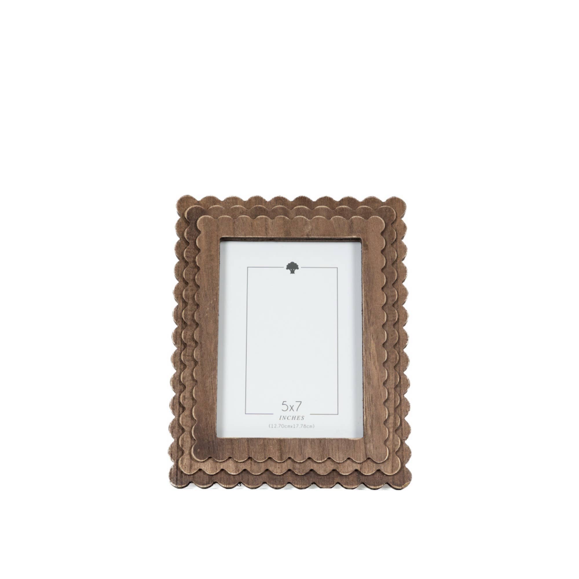 17030 - 8x10 wood scallop photo frame for 5x7 pic, espresso