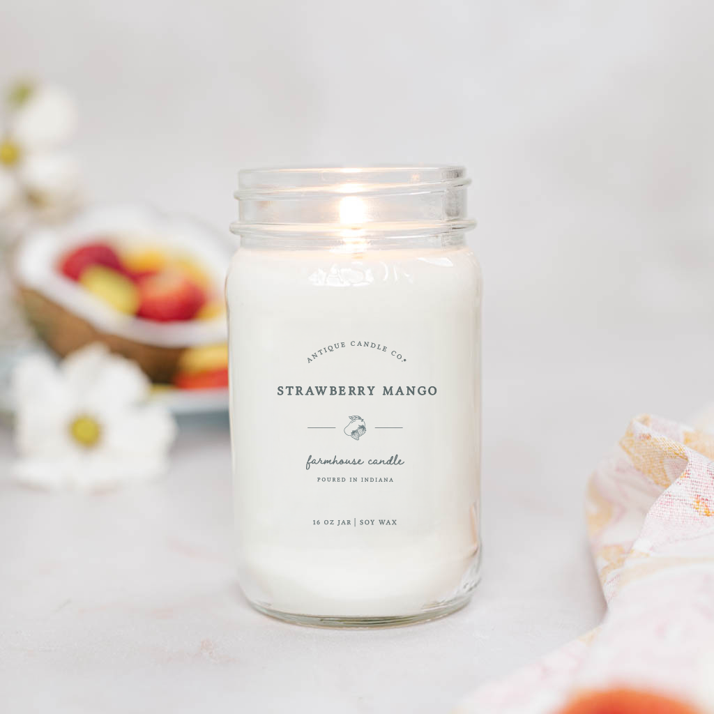Strawberry Mango- Soy Wax Mason Jar Candle