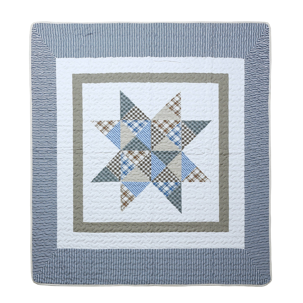 Virah Bella Plaid Star Patchwork Quilted Throw Blanket